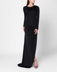 Giuseppe di Morabito Long black dress with brooch detail