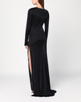 Giuseppe di Morabito Long black dress with brooch detail