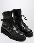 Ferragamo Black leather lace-up boot