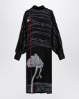 Ferragamo Black silk satin midi dress