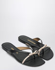 Ferragamo Mini Bow flip-flop black and powdery / narrow fit