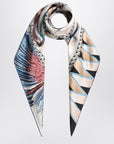 Ferragamo Ivory/blue silk scarf with Giada print