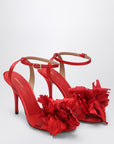 Ferragamo Red satin sandals with flower