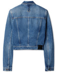Off White Crop Denim Jacket With Belt
