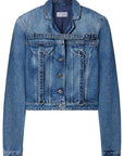Off White Crop Denim Jacket With Belt