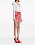 Balmain Gingham fine-knit miniskirt
