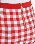 Balmain Gingham fine-knit miniskirt