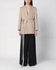 Victoria Beckham Beige wool jacket with belt