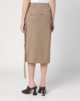 Victoria Beckham Sand-coloured pinstriped wrap skirt