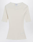 Courreges Courrèges White ribbed sweater in cotton and wool