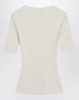 Courreges Courrèges White ribbed sweater in cotton and wool
