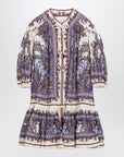 ZIMMERMANN Ottie Eyelet mini dress with Paisley purple linen print