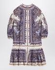 ZIMMERMANN Ottie Eyelet mini dress with Paisley purple linen print