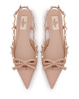 Valentino Garavani Rockstud Bow Slingback Ballerina In Patent Leather