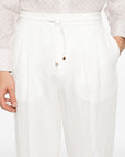 Brunello Cucinelli linen blend drawstring trousers
