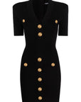 Balmain short knitted dress with golden buttons