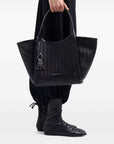 Emporio Armani Shopper made of braided material with logo pendant