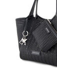 Emporio Armani Shopper made of braided material with logo pendant