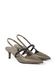 Brunello Cucinelli City Heels in Nappa Leather with Shiny Strap