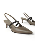 Brunello Cucinelli City Heels in Nappa Leather with Shiny Strap