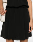 Emporio Armani Short dress with gathered waist and belt in flowing crepe