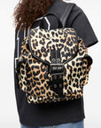 Ganni Leopard Small Nylon Bucky Backpack