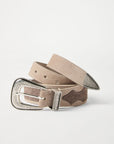 Brunello Cucinelli Two-tone belt in reversed calfskin with worked buckle and tip