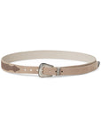 Brunello Cucinelli Two-tone belt in reversed calfskin with worked buckle and tip