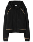 Burberry Cotton blend zip-up hoodie with check trim