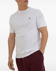 Brunello Cucinelli Cotton jersey crew neck T-shirt with logo and faux-layering
