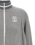 Brunello Cucinelli Ribbed-collar zip-up cardigan
