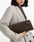 Brunello Cucinelli Essence pouch bag in suede with precious bands