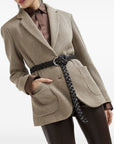 Brunello Cucinelli Sparkling cotton and viscose English rib knit blazer with monili