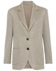 Brunello Cucinelli Sparkling cotton and viscose English rib knit blazer with monili