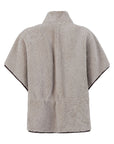 Brunello Cucinelli Curly Shearling Short Sleeve Outerwear with Shiny Zipper Pull