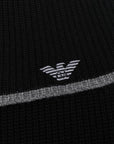 Emporio Armani ribbed knit embroidered logo scarf & beanie set