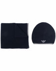 Emporio Armani ribbed knit embroidered logo scarf & beanie set