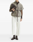 Brunello Cucinelli Curly Shearling Short Sleeve Outerwear with Shiny Zipper Pull