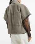 Brunello Cucinelli Curly Shearling Short Sleeve Outerwear with Shiny Zipper Pull