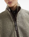 Brunello Cucinelli Curly Shearling Short Sleeve Outerwear with Shiny Zipper Pull