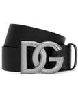 Dolce & Gabbana Calfskin belt with crossed DG logo buckle
