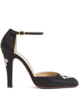 Valentino Garavani Hi Dolly Pumps In Fabric With Floral Embroidery 105mm