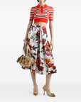 Dolce & Gabbana Flower-print pleated poplin skirt