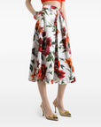 Dolce & Gabbana Flower-print pleated poplin skirt