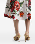 Dolce & Gabbana Flower-print pleated poplin skirt