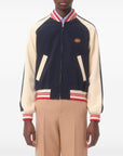 Valentino Wool and Cotton Bomber Jacket with Vlogo and Le Chat De La Maison Patch