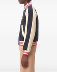 Valentino Wool and Cotton Bomber Jacket with Vlogo and Le Chat De La Maison Patch