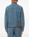 Valentino Bead-Embellished Floral-Trimmed Denim Jacket