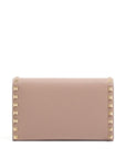 Valentino Garavani Rockstud Chain Wallet in Garnet Calfskin