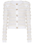Balmain Long-sleeved tweed-effect knit cardigan